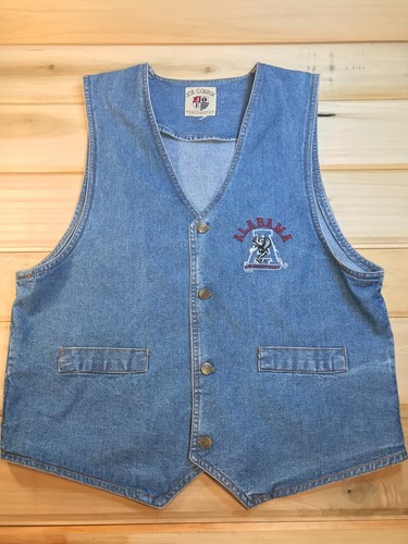 Alabama Crimson Tide Vintage Denim Vest Joe College Unsized See Measurements - Bild 2 von 9