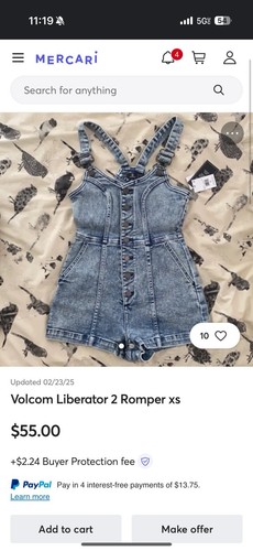 Volcom gebleichter Denim Strampler Damengröße M 8 - Bild 10 von 10