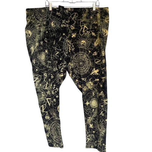 Torrid Leggings Women 5X Black Gold Constellation Zodiac Stretch Pants Astrology - Picture 2 of 12