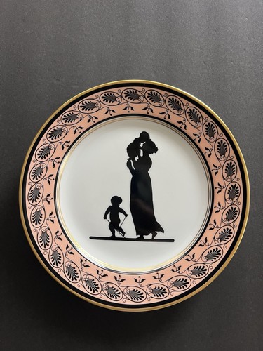 Rare Mottahedeh Vista Alegre Angerstein Family Silhouette 9”pink Plates Set of 4 - Picture 4 of 7