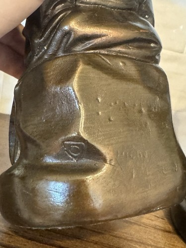 Fermalibri vintage armatura bronzo monaco studioso mago lettura art nouveau 7,25" - Foto 7 di 14