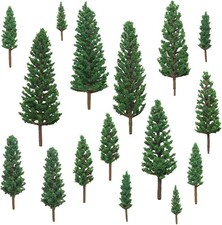 16 Pcs Mixed Model Trees Fake Miniature Pine for Diorama Crafts, Green