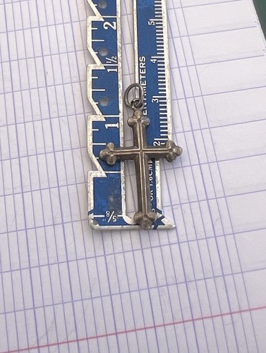 Französisches Sterlingsilber Kreuz 11/8" Kruzifix Anhänger Trefoil 1800er Halskette Charm - Bild 5 von 7