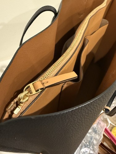 Tory Burch Black Gold Leather Tote Bag Laptop - Picture 15 of 21