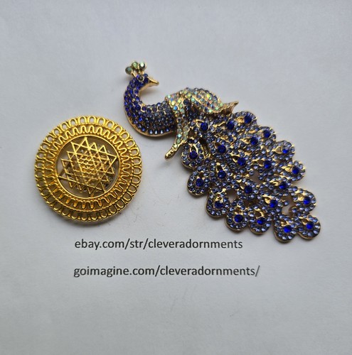 Blue Peacock Magnetic Brooch. Christmas Brooch Jewelry. Holiday Pin Free Brooch - Picture 9 of 9