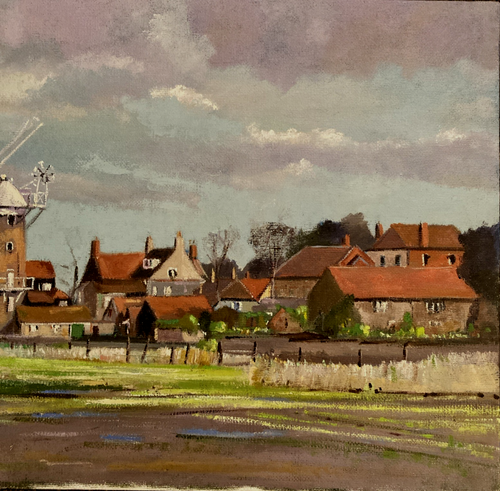 Mike Samson The Cley Windmill Norfolk landscape oil on board painting - Picture 5 of 5