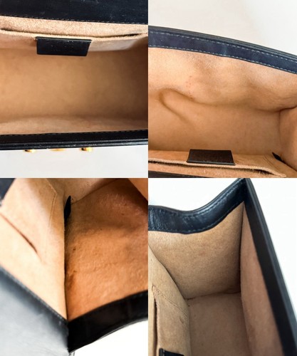 Bolso de hombro pequeño GUCCI azul medianoche piel de becerro candado perla con bolsa antipolvo y certificado de autenticidad - Imagen 6 de 16