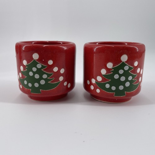Waechtersbach Weihnachtsbaum rot Keramik Kegel und Teelicht Kerzenhalter x5 - Bild 5 von 23
