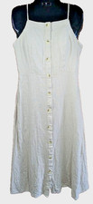 Old Navy Dress M Linen Blend Smocked Boho Capsule Minimalist Cottagecore Beachy
