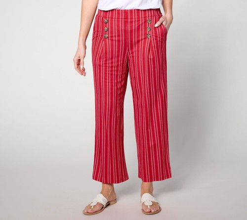 Belle by Kim Gravel Damen Hose Gr. L Reg Cabana Strick Matrose Cropped rot