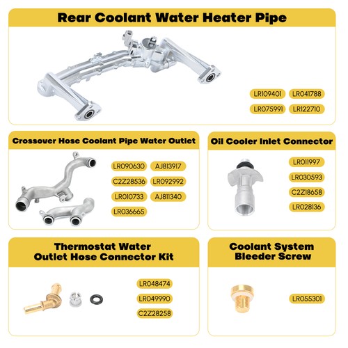 For Jaguar Land Rover 3.0L 5.0L Oil cool New Upgraded Metal Coolant Outlet Pipes - Picture 5 of 14