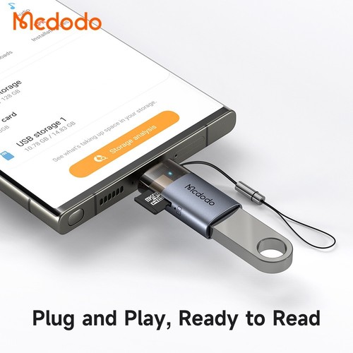 Mcdodo 2-in-1 USB3.0 to USB-C Adapter Built-in TF Card Reader Lanyard OTG - 第 3/14 張圖片