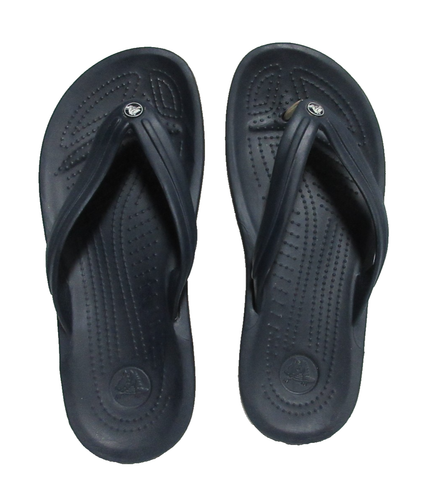 Crocs Crocband Thong Style Flip Flop Sandals Navy Blue w/White Unisex M6/W8 EUC - Picture 5 of 8