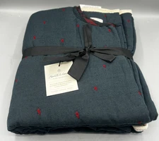 Hearth & Hand  Magnolia TREE SKIRT REVERSIBLE EMBROIDERED STARS / PLAID NAVY RED