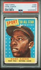 1958 Topps Baseball Hank Aaron #488 PSA 2 Milwaukee Braves All Star