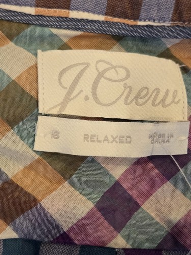 Womens J. Crew Muti Color Checkered Plaid Shirt Size 16, Nwt 3/4 Sleeve *read - Picture 12 of 15