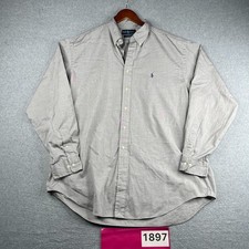 Ralph Lauren Yarmouth PinPoint Oxford Shirt Gray Button Up Long Sleeve Men 17.5