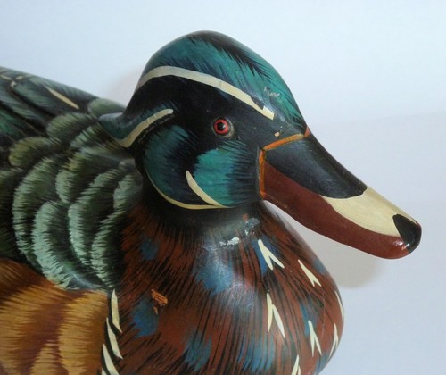 CArved Wood Hand Painted Drake Wood Duck Decoy 10"Long 4"Wide 5.5"Tall - Picture 4 of 9