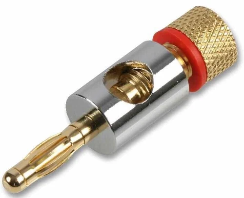 PRO SIGNAL - 4mm Plug, Chroom / Goud, Rood