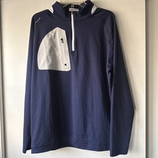 Peter Millar  Golf Pullover Crown Sport Verge 1/4 Quarter-Zip Blue  Large