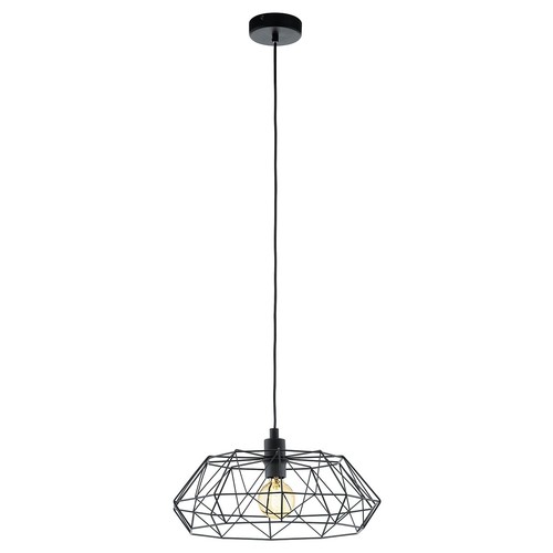 Lampadario A Sospensione Vintage Carlton 2 Acciaio Nero 1 Luce E27 - Foto 2 di 2