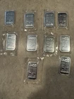 10 One Ounce Johnson Matthey Silver Bars  Fine Sealed In Plastic Some Tarnish