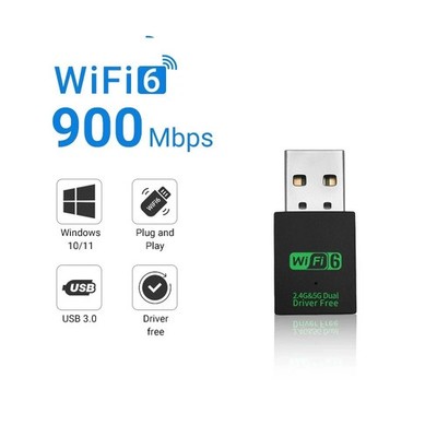 USB WiFi-6 900Mbps 2 in 1 Dongle 2.4G 5GHz Dual Band & BT 5.4 Win10,11 Free ship