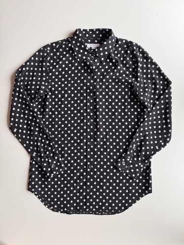 EQUIPMENT Slim Signature Black Polka Dot Silk Crepe Button Up Shirt, Size S - Picture 5 of 14