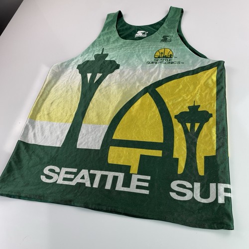 Vintage Seattle SuperSonics Reversible Starter Jersey XL 90s Sonics OKC Thunder NBA - Bild 3 von 12