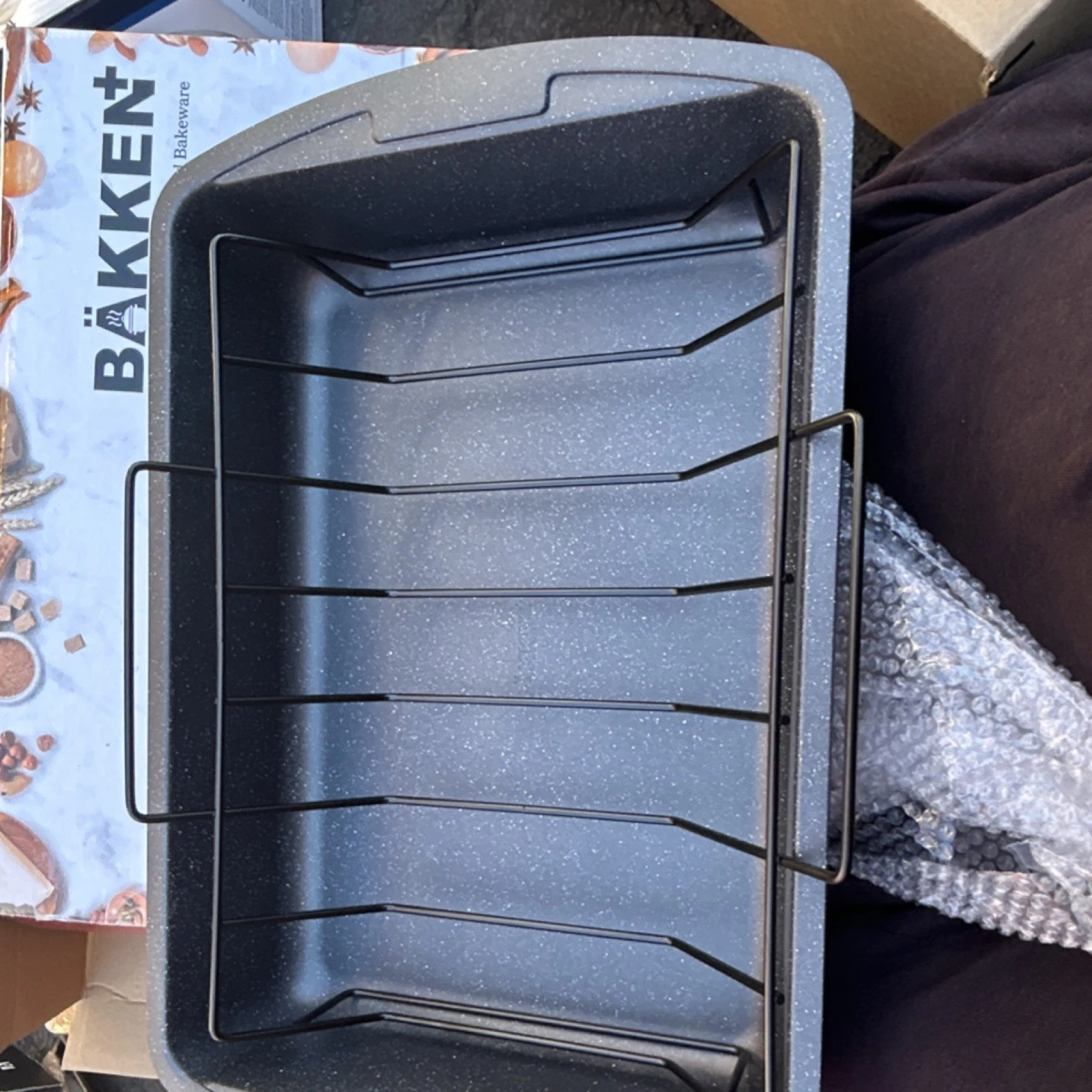 Bakken+ Two-Piece Non-Stick Black Rectangle Roasting Tray Set TURKYP4