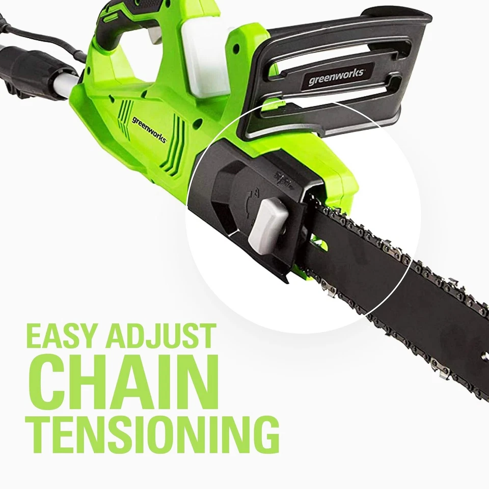 Sierra de poste y motosierra eléctrica con cable Greenworks de 10 pulgadas (2 en 1) alcance máximo 12 pies Foto 4 de 4
