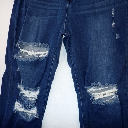 Fashion Nova Jeans Blue Stretch Distressed Sz 2XL 12/14 High Rise - Picture 5 of 9