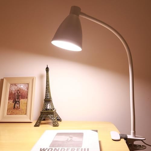 Clip on Desk lamp, 360° Flexible Gooseneck, 10 Brightness Dimmable Reading Li...