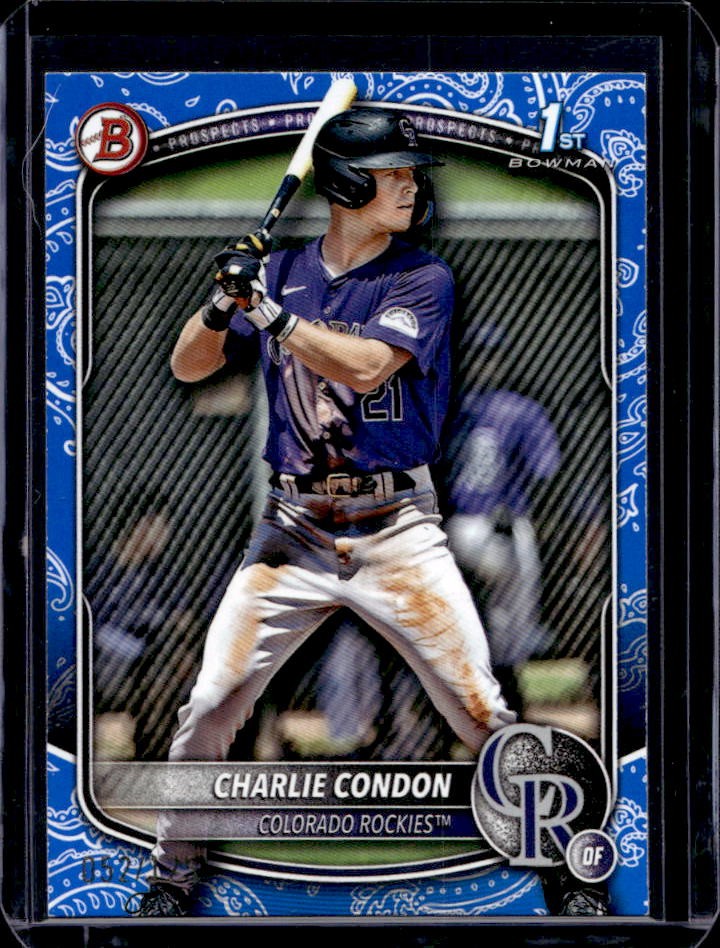 2025 Bowman Charlie Condon Blue Pattern Border 1st #52/125 Rockies