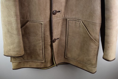 Cappotto pelle di pecora beige ANTARTEX taglia 38S uomo shearling overcoarl vintage casual - Foto 3 di 8