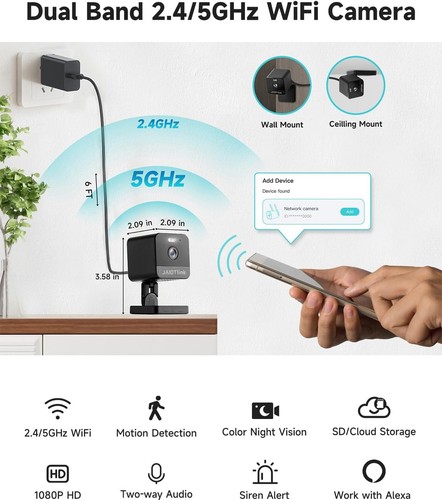 1080P 2.4g/5g Indoor Camera, Plug-in Cameras for Home Security, 1080P, Black - Picture 2 of 9