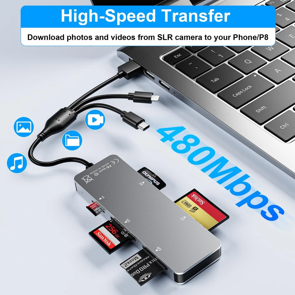 Memory Stick pro Duo Adapter 5-in-1 Multi Card Reader Supports Silver - Image 4 of 4