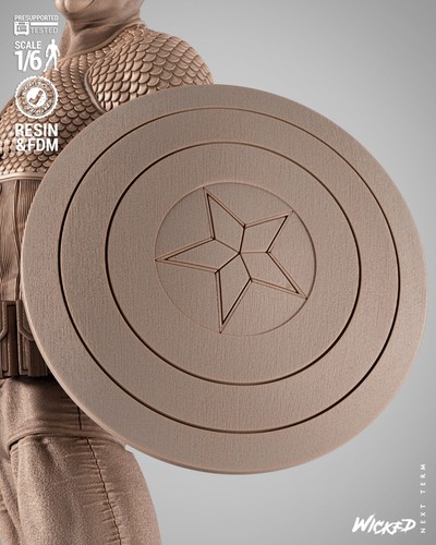Classic Captain America Sculpture(300mm)/3D Printed/Unassembled/Unpainted/Wicked - Picture 12 of 15