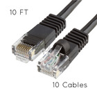 10x 10FT CAT5e Cable Ethernet Lan Network CAT5 RJ45 Patch Cord Black NEW