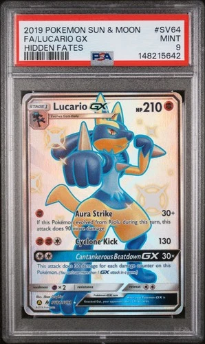 Pokemon Lucario GX SV64/SV94 Full Art SM Hidden Fates PSA 9 MINT