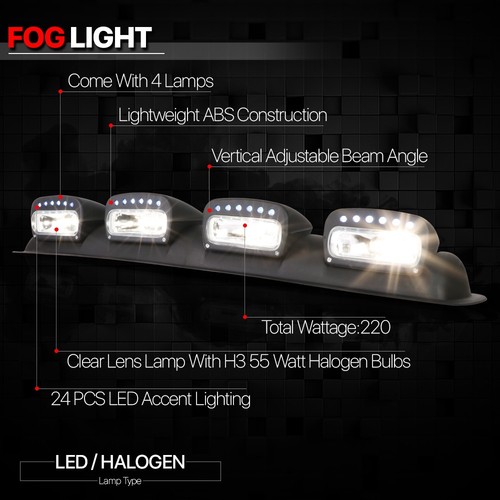 24Pcs LED Clear Universal 4X4 Off Road Top Roof Mounted Fog Light Lamp w/Switch - Bild 2 von 7
