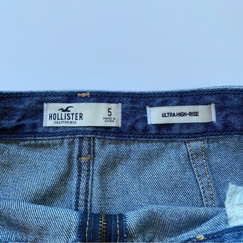 Hollister Junior Denim Minirock Größe 5 ultrahoher Bund Frontreißverschluss Jeans Y2K - Bild 3 von 7