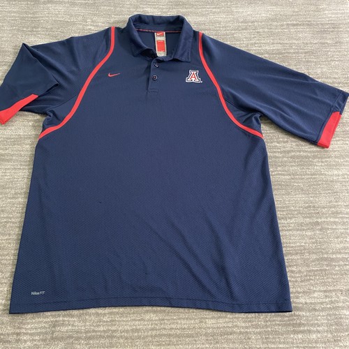 Arizona Wildcats Shirt Mens 2XL Blue Red NCAA Basketball Nike Fit Dry Polo Top