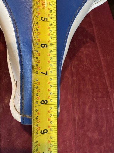 Vintage Retro blau-weiß Vinyl Fahrradsitz Sattel mit Federn - Bild 7 von 8