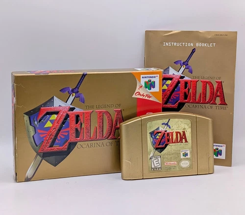 Legend Of Zelda Ocarina Of Time GOLD Cartridge N64 With Manual Box Nintendo 64