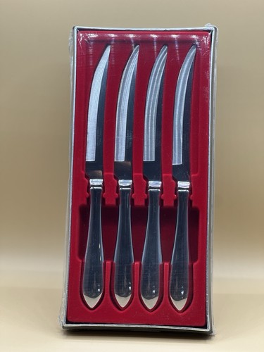 Vintage 4 Carvel Hall Stainless Steel USA Box Set Steak Knives Stainless Handles - Picture 2 of 7