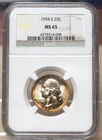1954-S WASHINGTON QUARTER NGC MS65 314038 - NICELY TONED