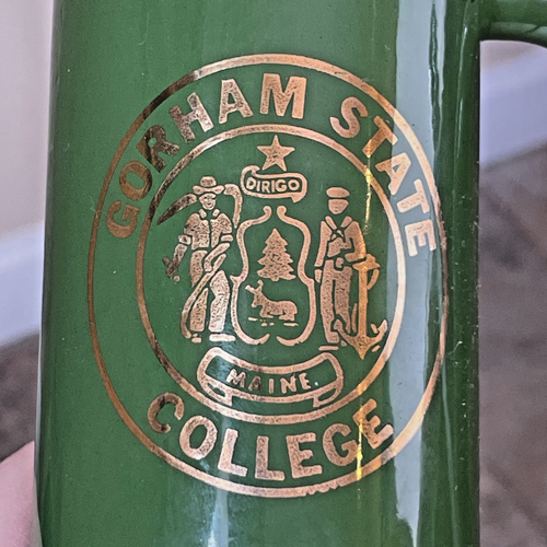 De colección Años 70 W.C. Bunting Pottery Co. Gorham State College Maine con Borde Dorado 5" - Imagen 2 de 10
