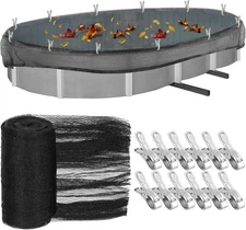 Oval Swimming Pool Leaf Cover Mesh Net 33x18ft with Metal Clips for Above Ground