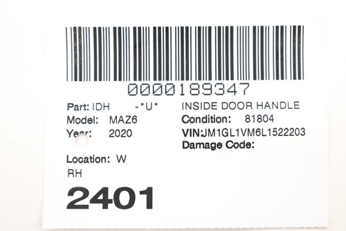 2018 - 2021 MAZDA 6 FRONT RIGHT PASSENGER SIDE DOOR INSIDE HANDLE OEM GBFN58330 - Picture 13 of 13